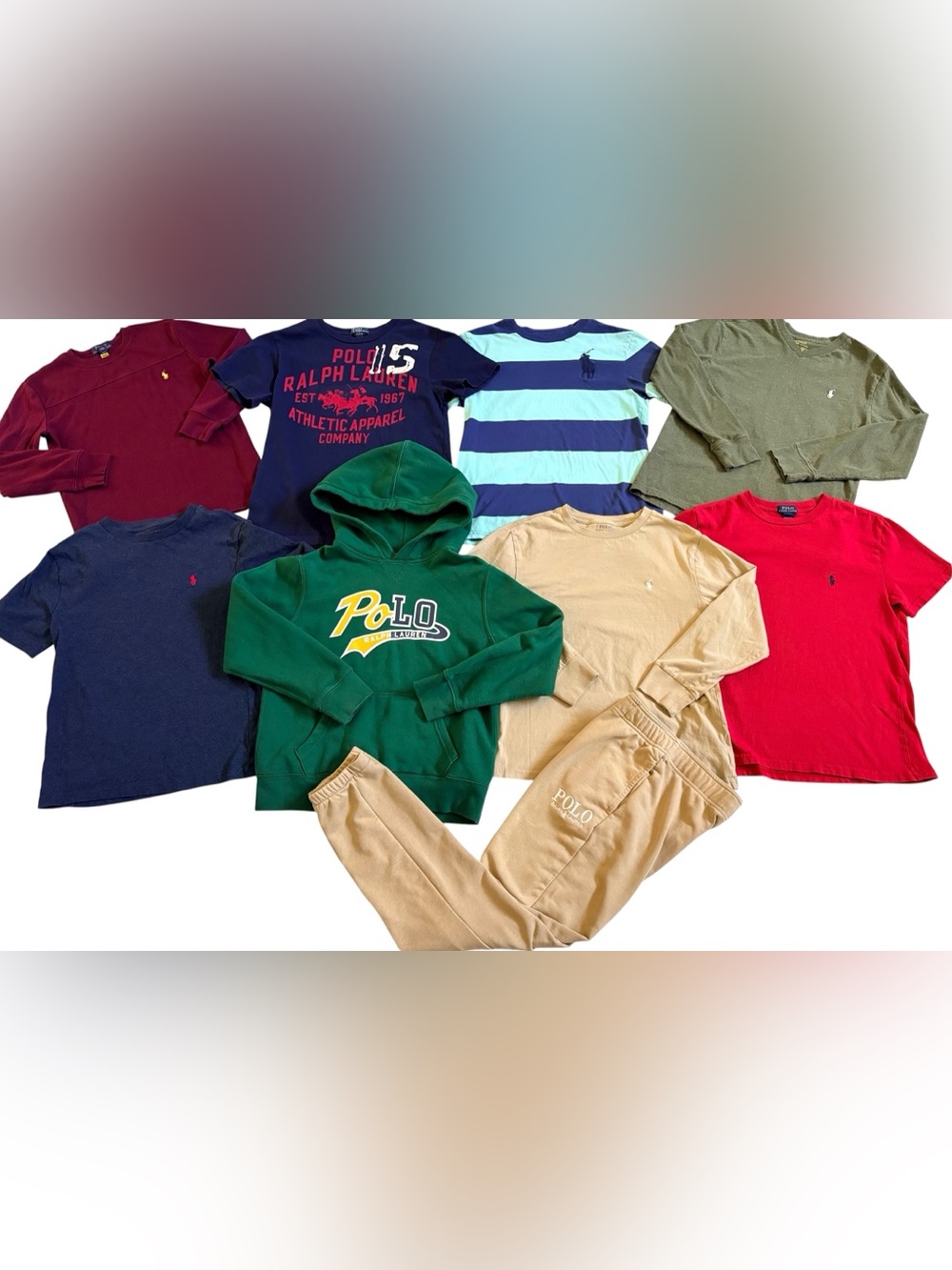 POLO BY RALPH LAUREN BOYS SIZE MEDIUM TOPS, HOODIE AND JOGGERS BUNDLE LOT!